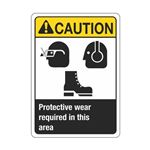 Caution Protective Wear Required In This Area Sign